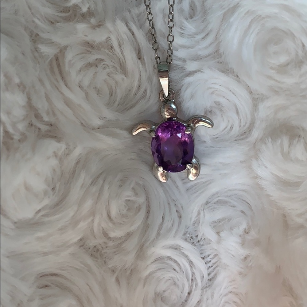 amethyst turtle charm necklace